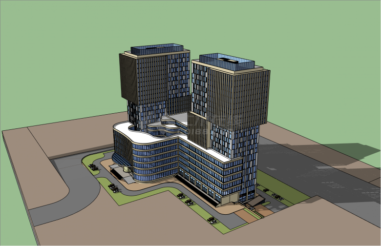 高层办公楼及城市综合体su模型-图二