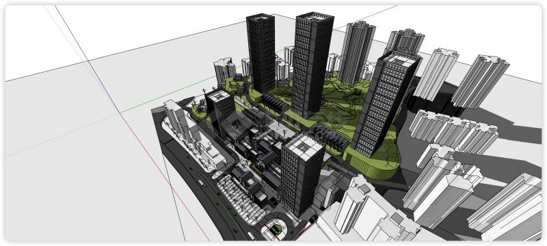 灰色主体精致中式办公住宅综合楼su模型-图二