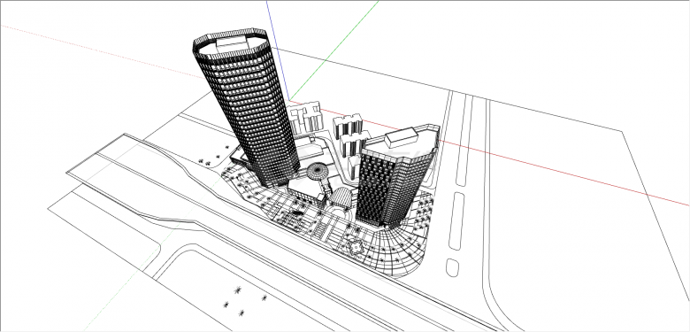 现代高层办公楼设计su模型-图二