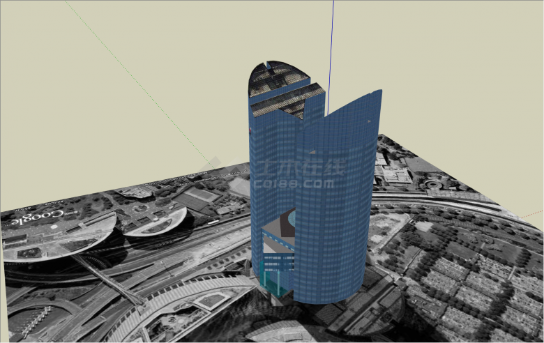 创意现代风格摩天高层办公楼su模型-图二