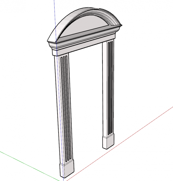 现代弧顶石膏拱门su模型_图1