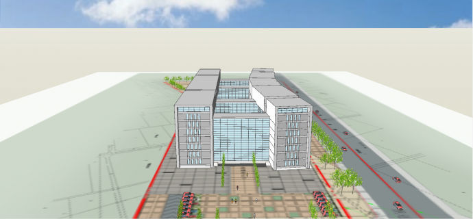 某地公安局两栋大楼连接式办公楼设计su模型_图1