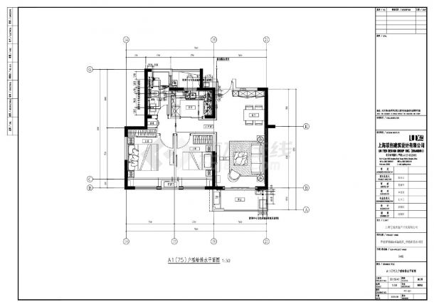青浦新城63A-03A地块_普通商品房项目-A1(75)户型给排水CAD图-图二
