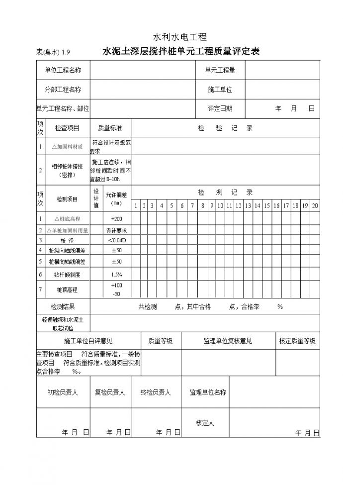 水泥土深层搅拌桩单元工程质量评定表_图1