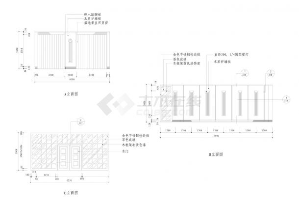 乒乓球室装饰设计施工CAD图-图一