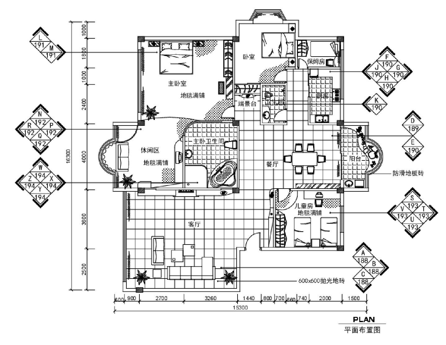 多居室实用现代风格室内装饰设计CAD图