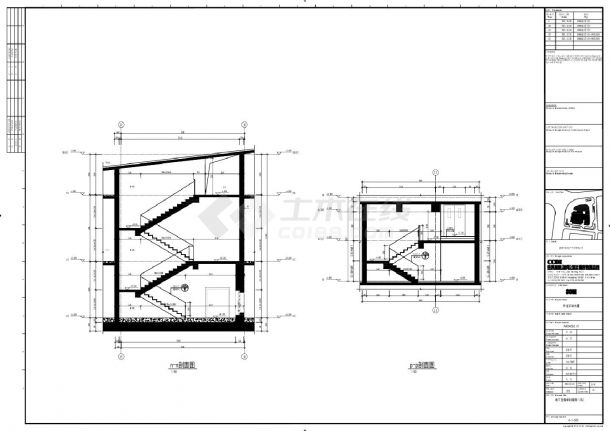 升龙环球大厦-建施A-1-523-地下室楼梯剖面CAD图-图一