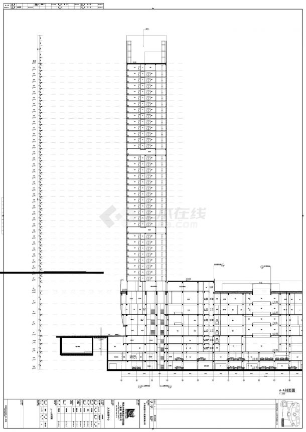 义乌世贸中心A栋住宅-建施剖面CAD图-图一