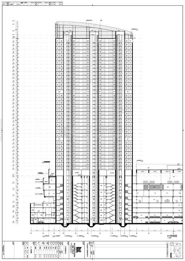 义乌世贸中心A栋住宅-建施剖面CAD图-图二