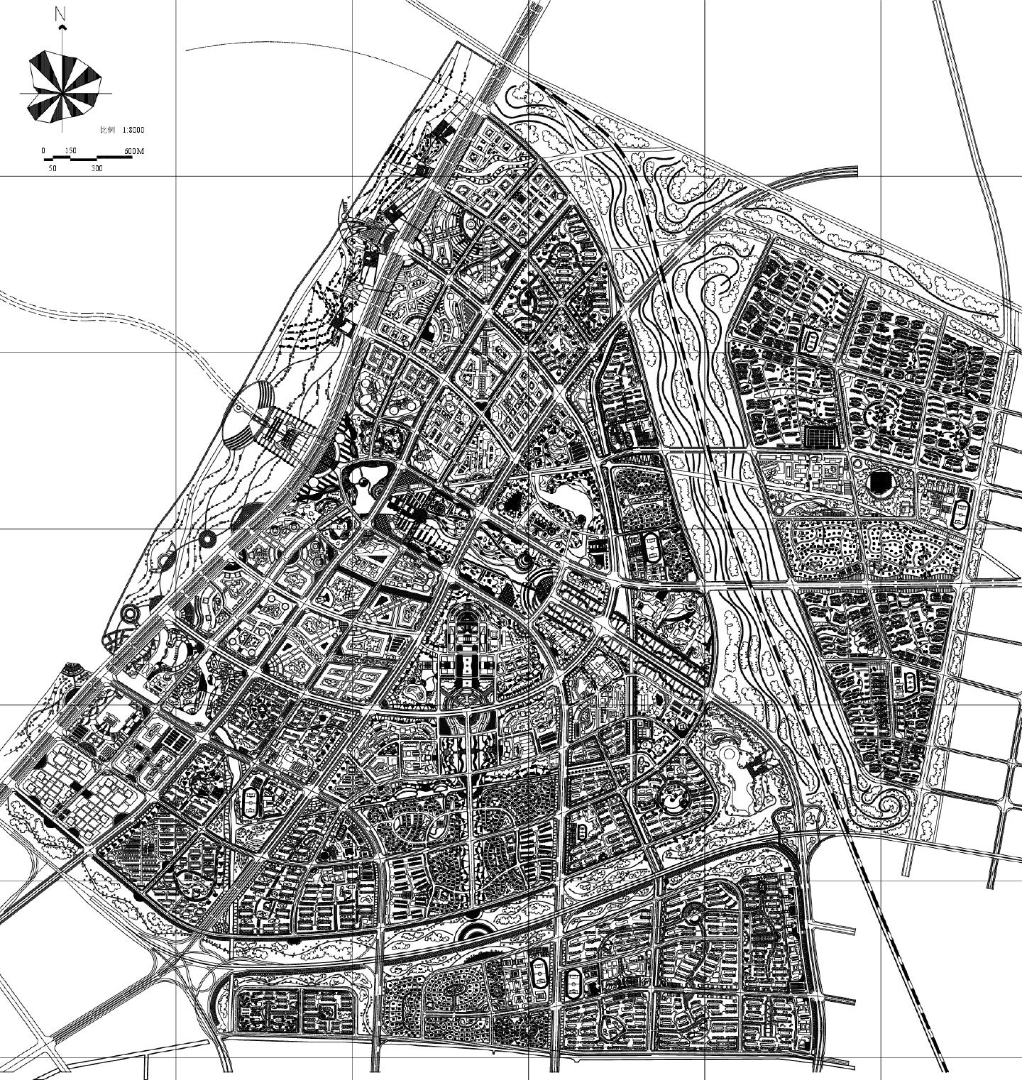 杭州市萧山某某世纪城控制性详细规划示意应平面图