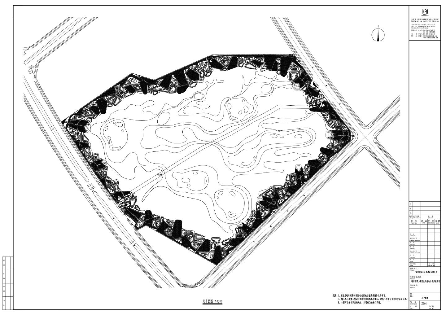 哈尔滨群力新区生态湿地公园景观设计-zs01总平面CAD图