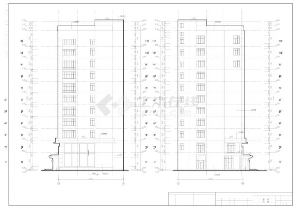残疾人社会服务中心11层综合行政办公楼建筑设计施工图-图一