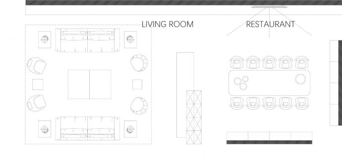 现代室内客餐厅家具组合图块图库CAD图_图1
