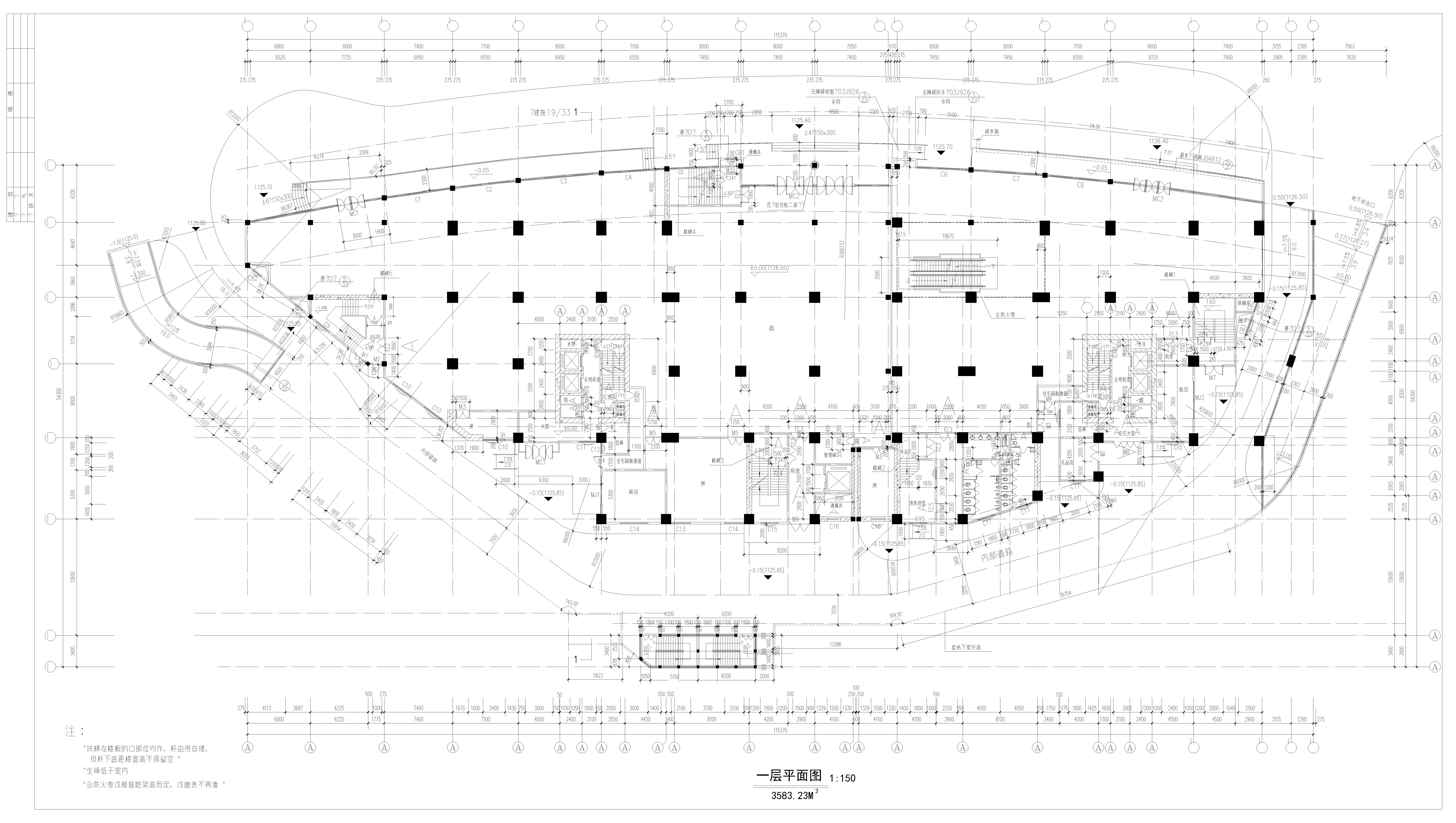 高层住宅平面施工图CAD