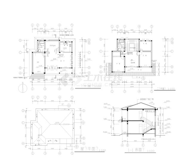 5套别墅建筑结构施工图cad-图二