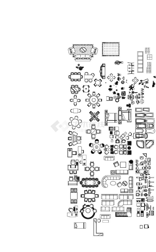 上海室内建筑设计装潢电视机平面图-图一