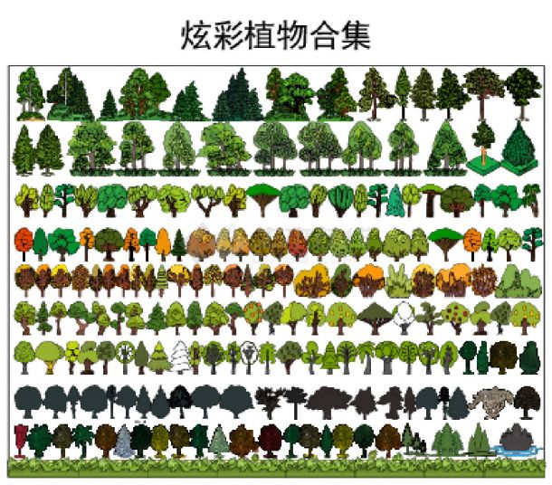 某某建筑园林景观植物立面填充图案树木施工图CAD图库模块图块设计素材平面图CAD图-图一