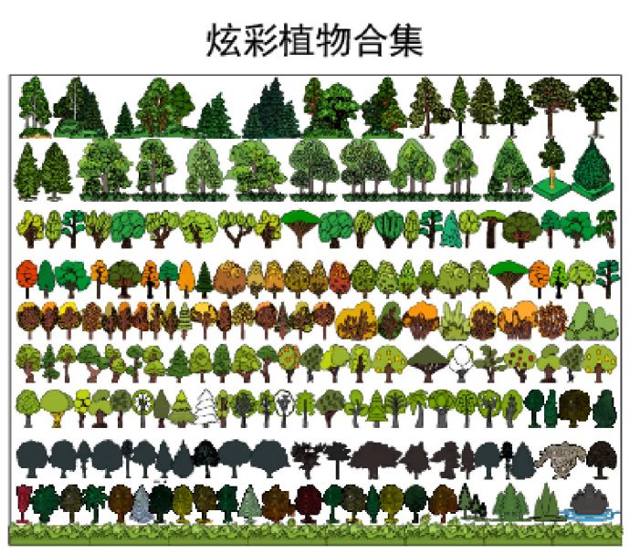 某某建筑园林景观植物立面填充图案树木施工图CAD图库模块图块设计素材平面图CAD图_图1