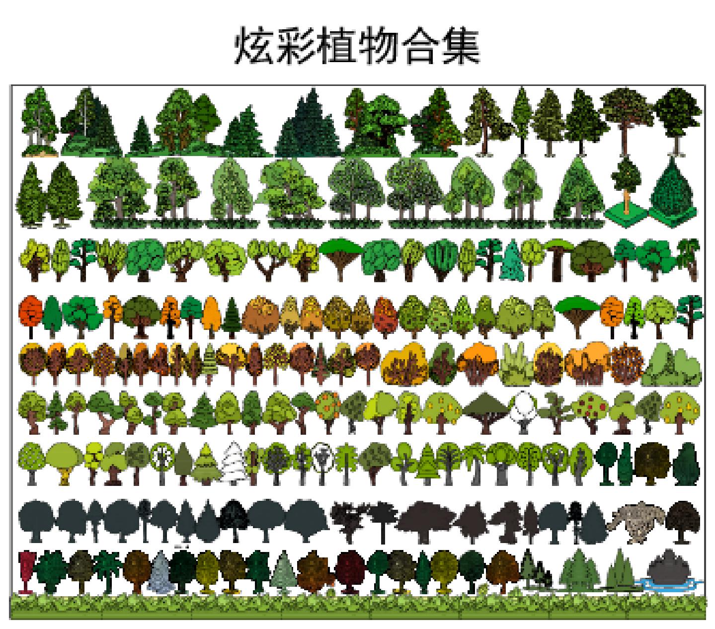 某某建筑园林景观植物立面填充图案树木施工图CAD图库模块图块设计素材平面图CAD图