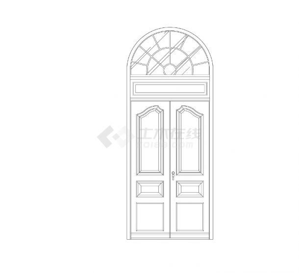 门窗类-整理图库-欧式大门头CAD图-图二