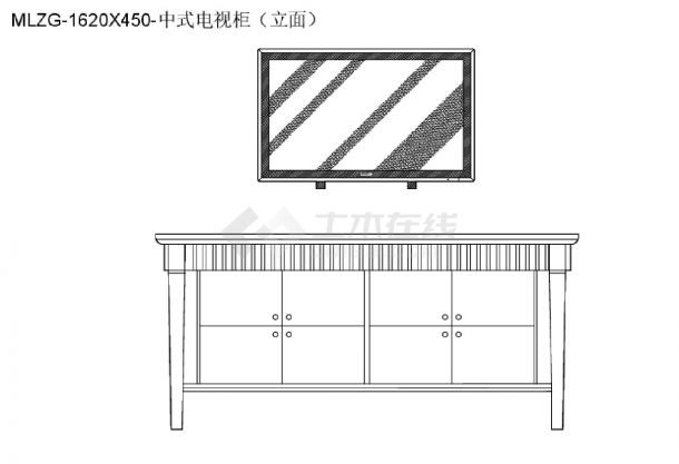 柜子类（整理图库）＆（平立面）（电视柜）中式电视柜带抽屉带储物柜平立面18个CAD图-图二