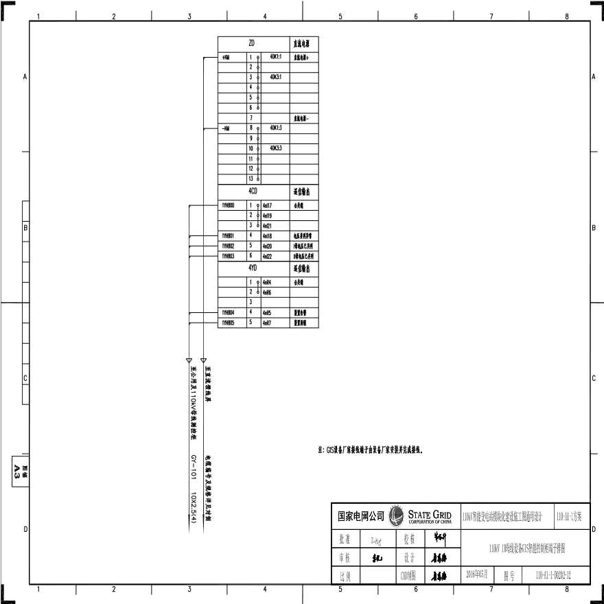 110-A1-1-D0202-12 110kV 1M母线设备GIS智能控制柜端子排图.pdf-图一