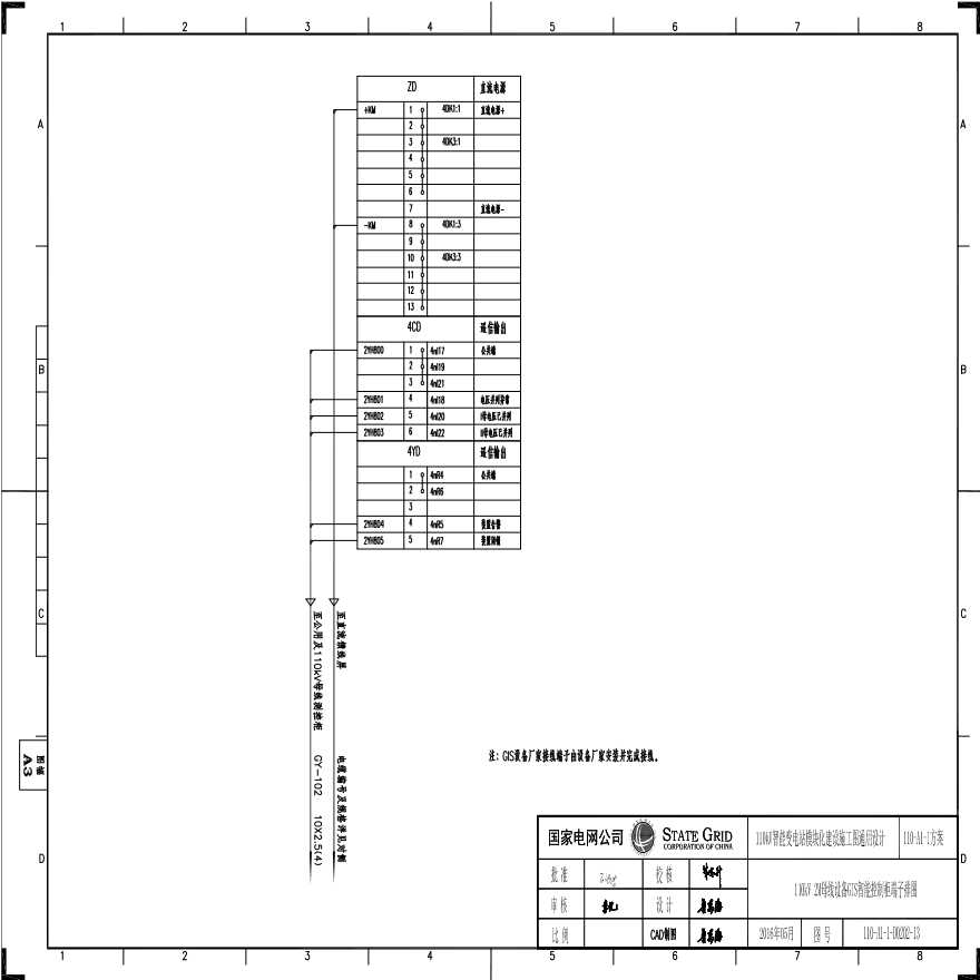 110-A1-1-D0202-13 110kV 2M母线设备GIS智能控制柜端子排图.pdf-图一