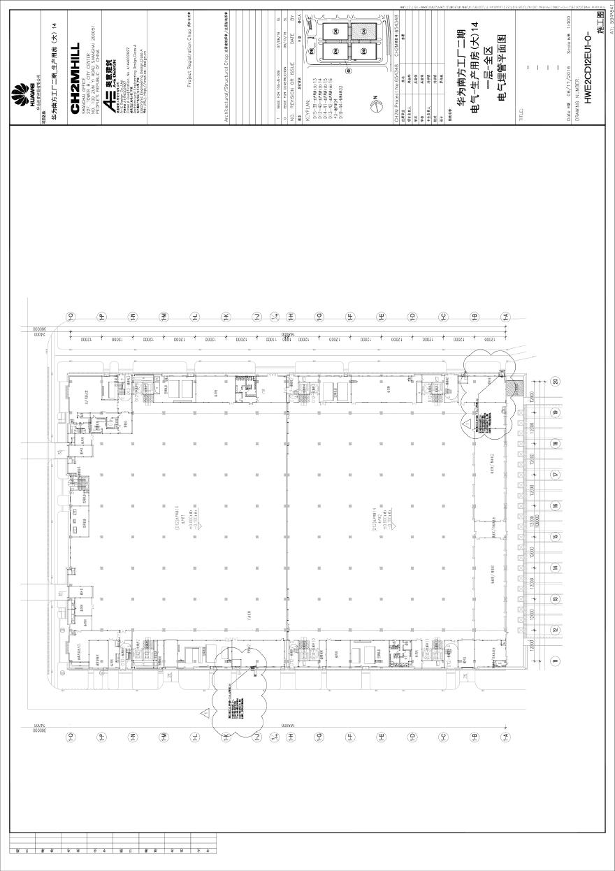 HWE2CD12EU1-0-电气-生产用房(大)14一层-全区电气埋管平面图.pdf-图一