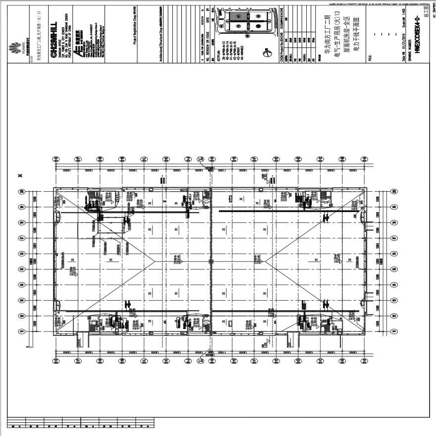 HWE2CD15EK4-0-电气-生产用房(大)13屋面机房层-全区电力干线平面图.pdf-图一