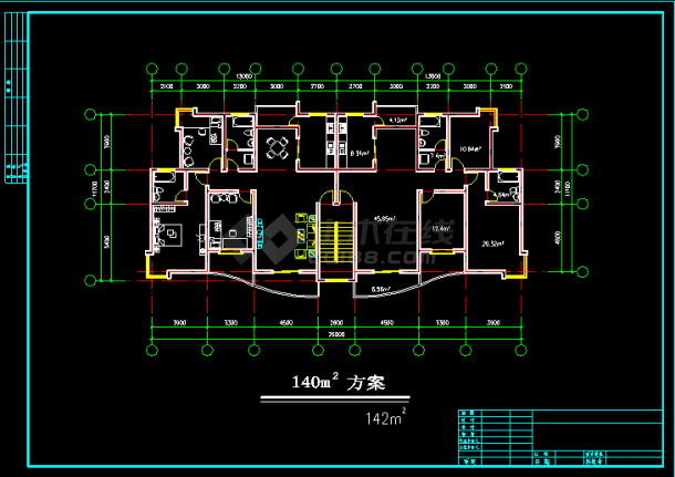 某多层住宅建筑施工设计CAD平面图-图二