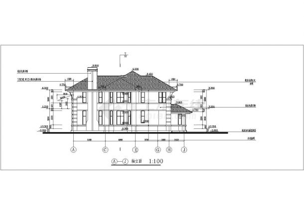 某小区精巧型别墅建筑CAD设计图纸-图二