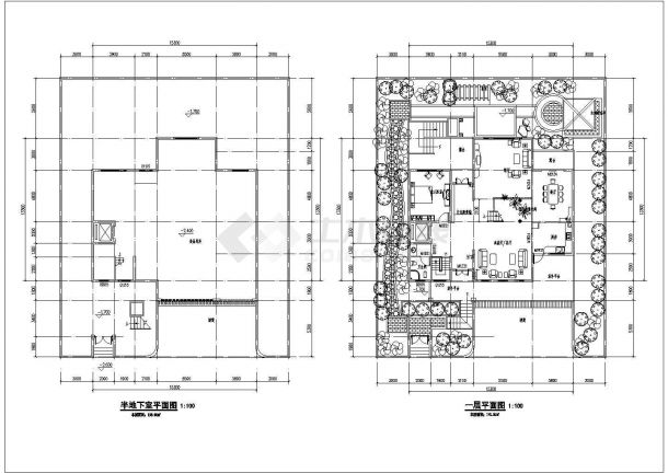 某地三层带半地下室砖混结构别墅建筑施工图-图一