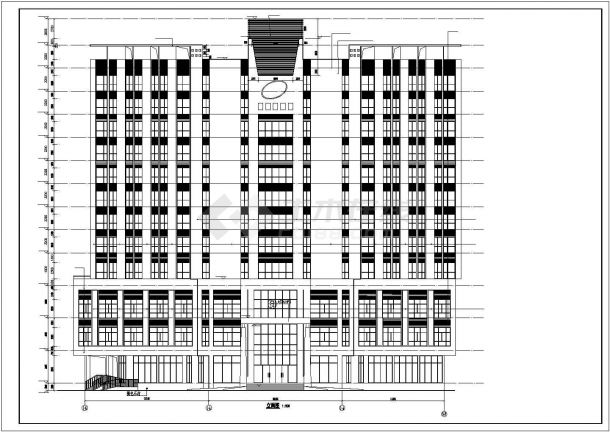 某地区十二层酒店楼建筑设计施工图-图一