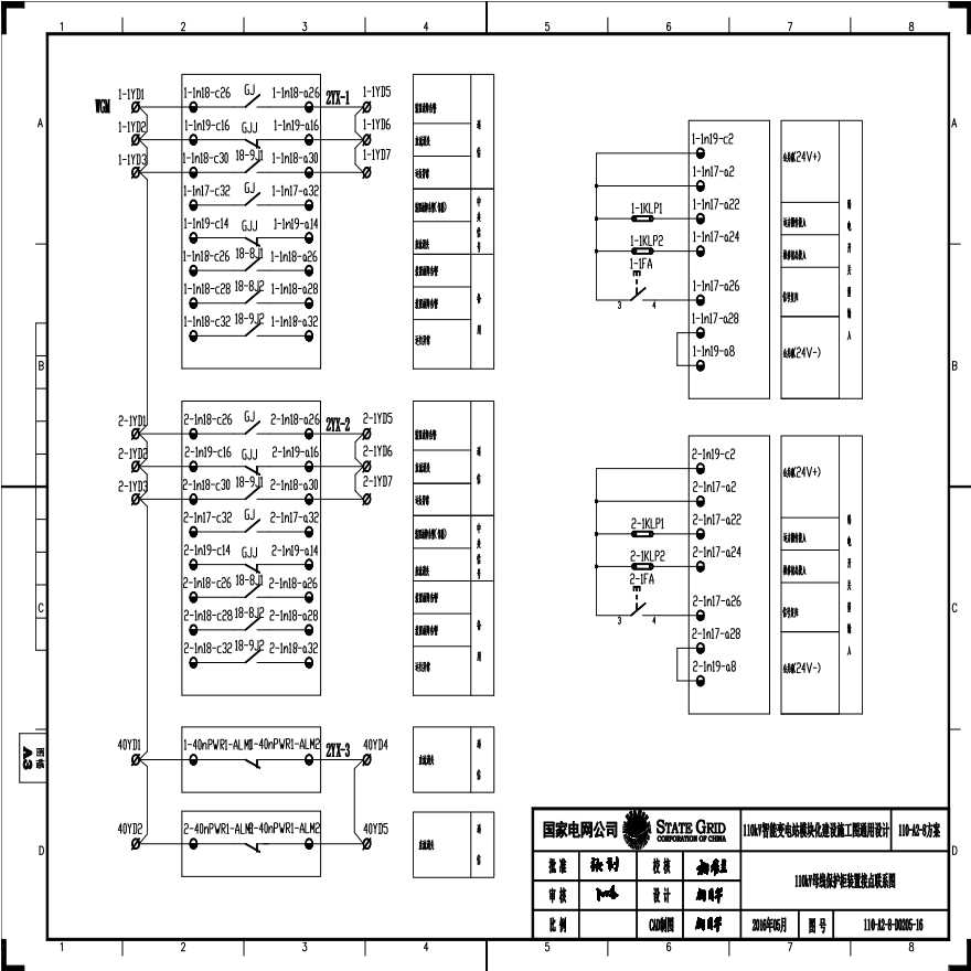 110-A2-8-D0205-16 110kV母线保护柜装置接点联系图.pdf-图一