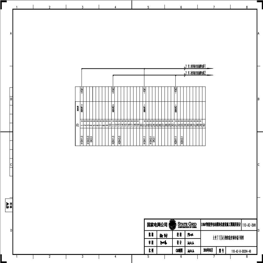110-A2-8-D0204-48 主变压器110kV侧智能控制柜端子排图.pdf-图一