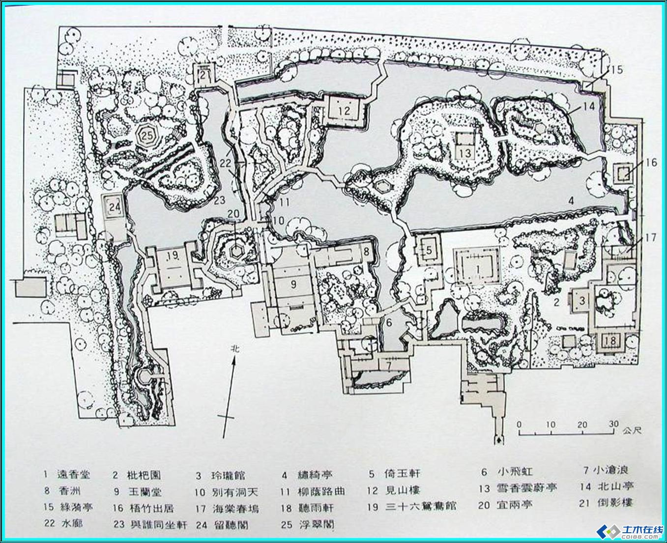 拙政园香洲平面图图片