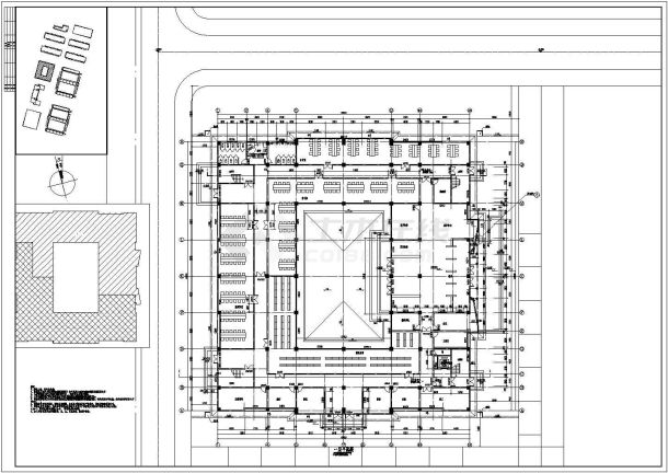 中学校园建筑施工图教学楼，宿舍楼，总图，风雨操场，食堂，图书馆-图二