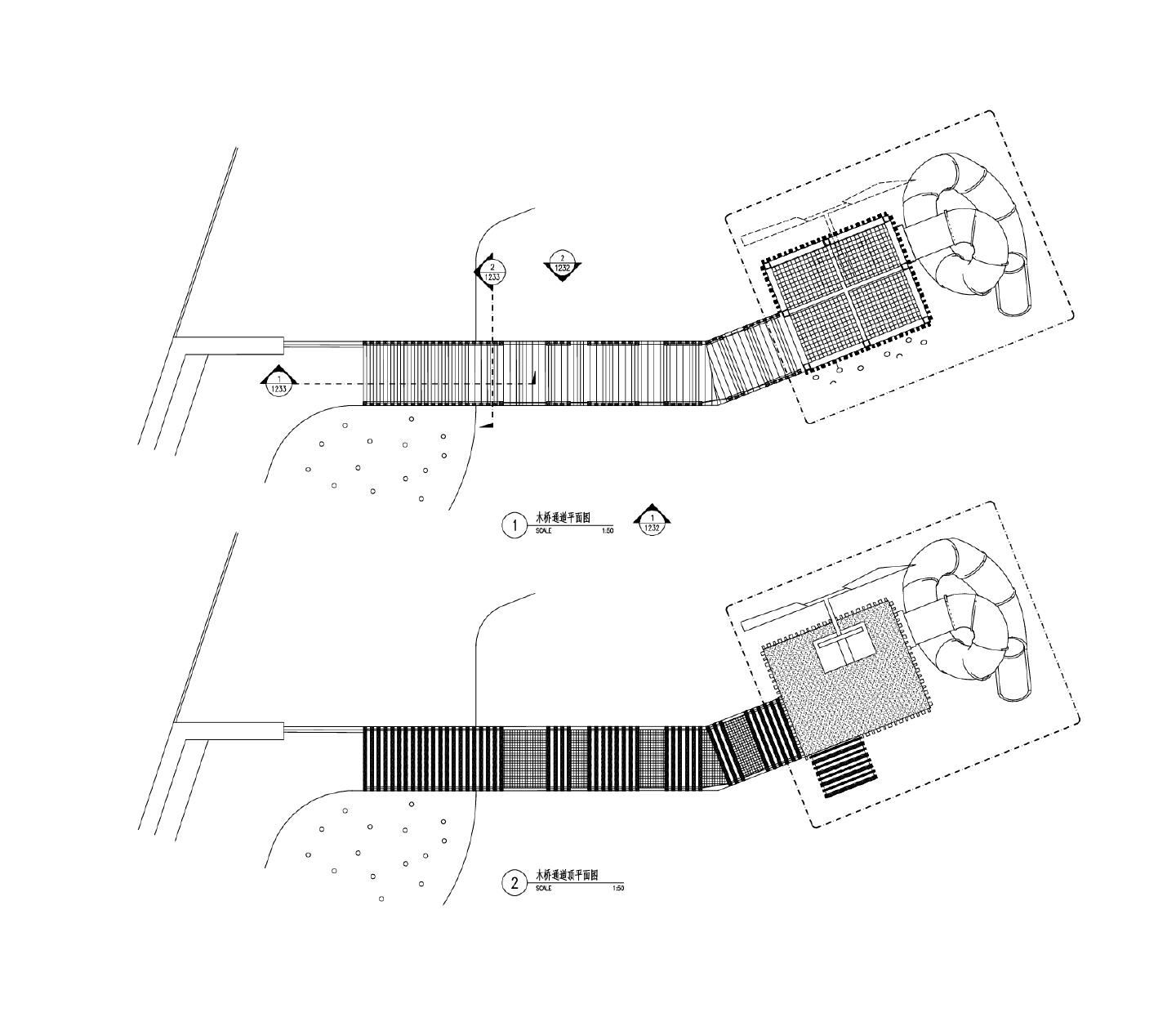 某建筑木桥通道详图CAD图