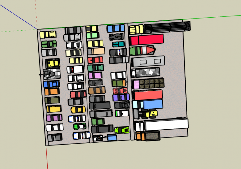 简化交通停车场SU模型设计-图二