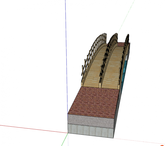 现代双通道拱桥SU模型设计_图1