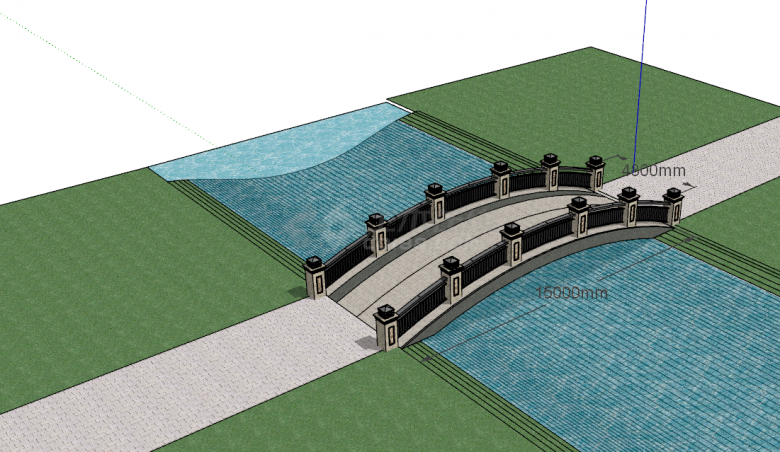 地中海风格拱桥SU模型设计-图一