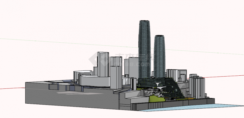 现代商务办公楼景观建筑3Usu模型设计-图二