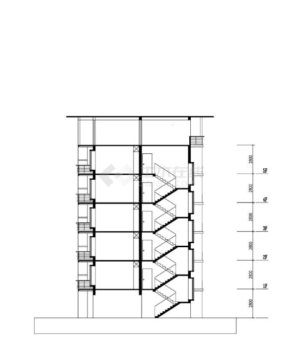 某地组合单元建筑剖面图纸-图一