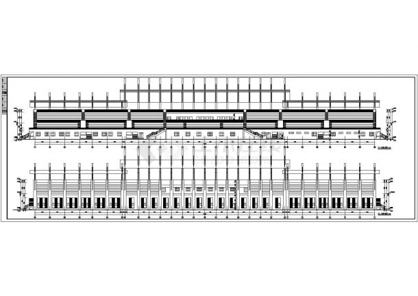高级中学体育场主席看台建筑全套施工图-图二