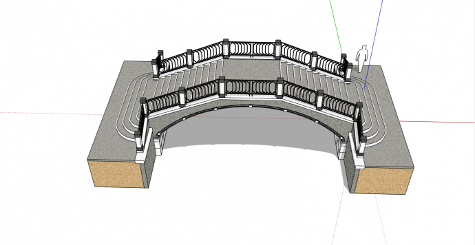 欧式法式新古典别墅栏杆庭院景观桥拱桥石材扶手su模型_图1