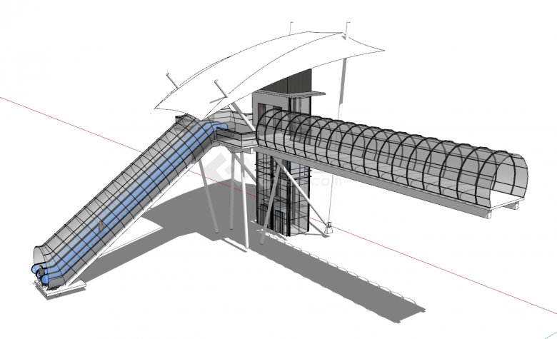 简约精致封闭式桥梁su模型-图一