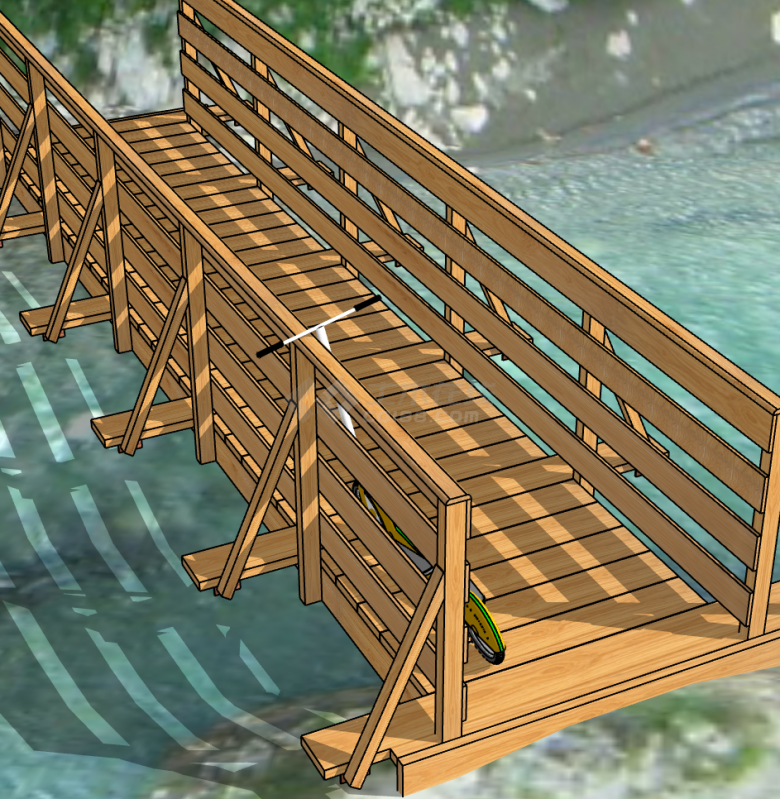 小型木制独木桥桥梁su模型-图二