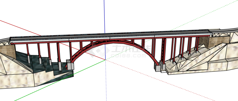 大型分离式拱桥桥梁su模型-图一