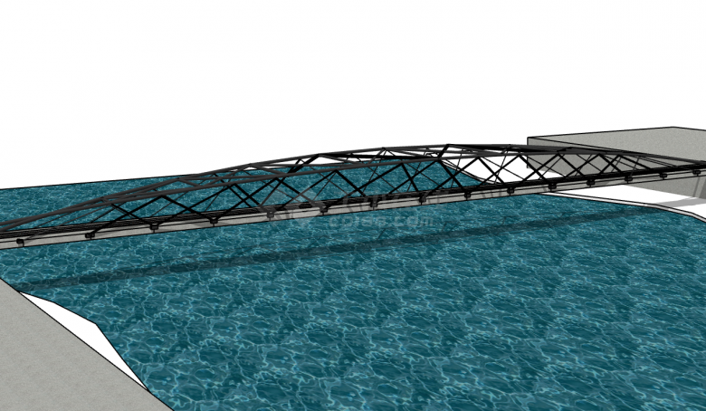 大型新中式跨河悬索桥桥梁su模型-图二