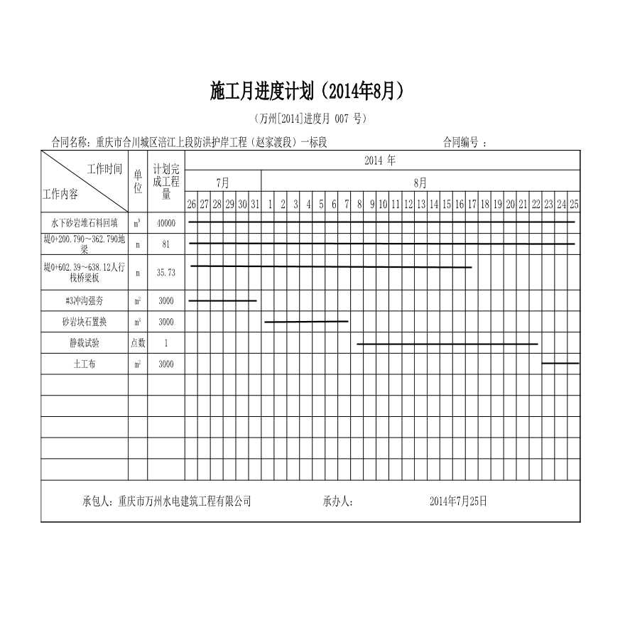 水利防洪护岸 8月进度计划.xls-图一